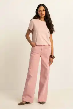 Wehkamp Expresso highwaist wide leg jeans lichtroze aanbieding