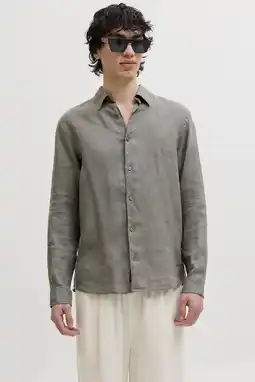Wehkamp JACK & JONES PREMIUM relaxed casual overhemd met linnen groen aanbieding