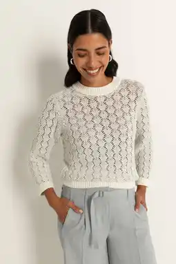 Wehkamp Claudia Sträter pullover ecru grof gebreid aanbieding