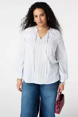 Wehkamp MS Mode gestreepte top lichtblauw aanbieding