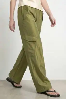 Wehkamp HYPEDROP wide leg regularwaist cargobroek groen gebreid aanbieding