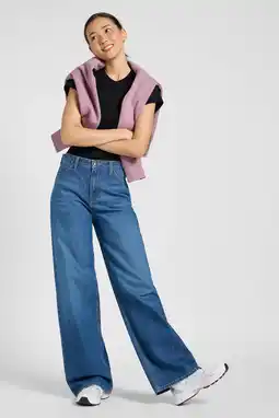 Wehkamp Lee wide leg jeans medium blue denim aanbieding