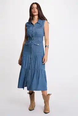Wehkamp Morgan denim blousejurk medium blue aanbieding