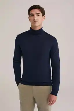 Wehkamp WE Fashion coltrui met wol fijn gebreid donkerblauw aanbieding