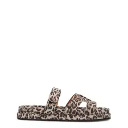 Wehkamp PS Poelman Mag suède slippers met panterprint beige/zwart aanbieding