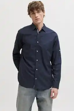 Wehkamp JACK & JONES regular casual overhemd donkerblauw aanbieding