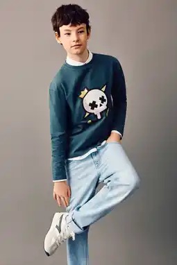 Wehkamp Mango Kids tapered jeans light blue denim aanbieding