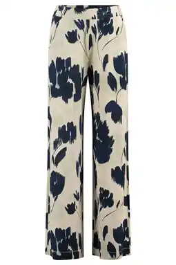 Wehkamp Claudia Sträter wide leg highwaist gebloemde casual broek donkerblauw aanbieding