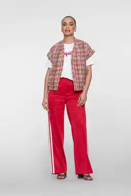 Wehkamp Geisha wide leg regularwaist broek rood aanbieding