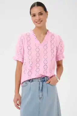 Wehkamp Kaffe blousetop roze broderie aanbieding