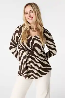 Wehkamp MS Mode top met zebraprint donkerbruin aanbieding