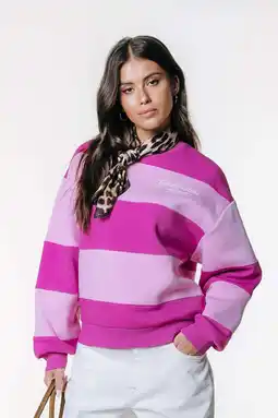 Wehkamp Colourful Rebel gestreepte sweater roze aanbieding