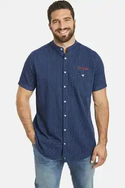 Wehkamp Jan Vanderstorm +FIT Collectie gestreept regular fit overhemd NALLE Plus Size donkerblauw aanbieding
