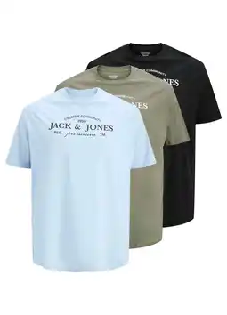 Wehkamp JACK & JONES PLUS SIZE regular T-shirt Plus Size multi - (set van 3) aanbieding