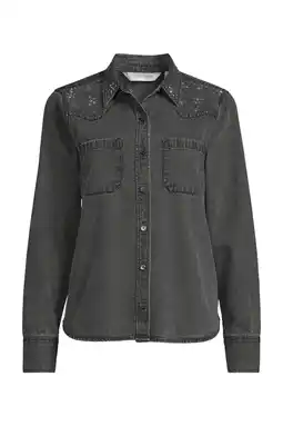 Wehkamp Anytime denim blouse met strass steentjes grijs aanbieding