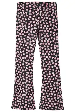 Wehkamp NAME IT KIDS flared gebloemde casual broek zwart aanbieding