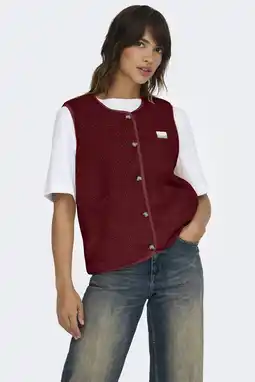 Wehkamp ONLY teddy gilet donkerrood aanbieding