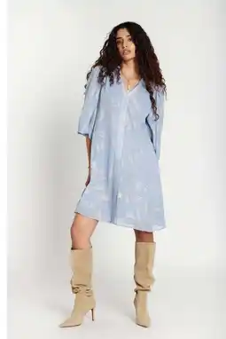 Wehkamp Bruuns Bazaar midi jurk lichtblauw aanbieding