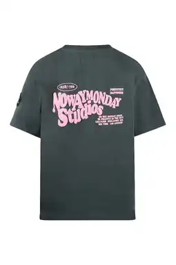 Wehkamp No Way Monday T-shirt met backprint antraciet aanbieding