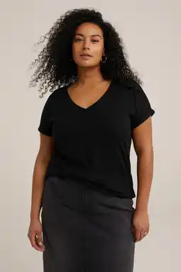 Wehkamp WE Fashion Curve top met textuur zwart aanbieding