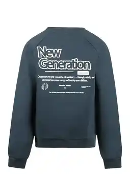 Wehkamp No Way Monday sweater met backprint donkerblauw aanbieding