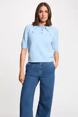 Wehkamp Morgan top met wol lichtblauw aanbieding