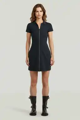 Wehkamp G-STAR mini jurk met rechte mouwen donkerblauw aanbieding