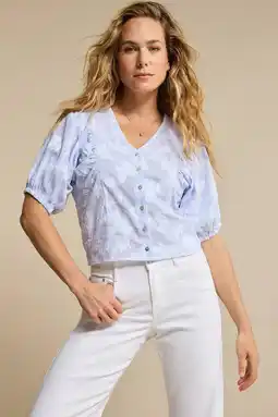 Wehkamp Red Button gestreepte gebloemde blouse blauw aanbieding