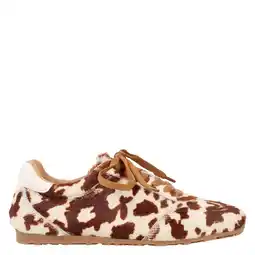 Wehkamp DWRS Sava leren sneakers met ponyhair en koeienprint beige/donkerbruin aanbieding