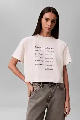 Wehkamp CALVIN KLEIN JEANS T-shirt ecru aanbieding