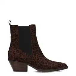 Wehkamp POSH by Poelman Carmen suède cowboylaarzen met panterprint cognac aanbieding