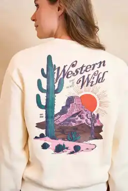 Wehkamp Lofty Manner sweater met backprint ecru aanbieding