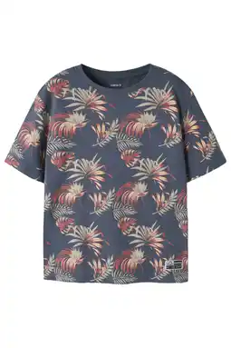 Wehkamp NAME IT KIDS gebloemde T-shirt donkerblauw aanbieding