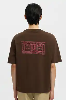 Wehkamp Selected relaxed T-shirt met backprint bruin aanbieding