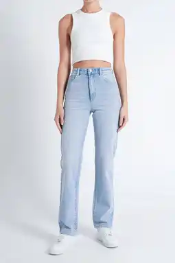 Wehkamp Abrand Jeans high waist straight leg jeans 94 HIGH STRAIGHT GINA light blue denim aanbieding