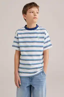 Wehkamp WE Fashion gestreepte T-shirt donkerblauw aanbieding