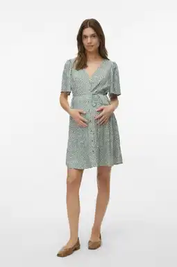 Wehkamp VERO MODA MATERNITY zwangerschaps korte jurk grijsgroen aanbieding