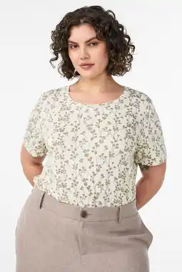 Wehkamp Zizzi gebloemd T-shirt ecru aanbieding