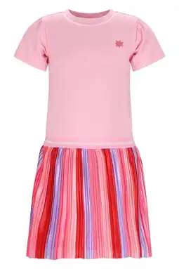 Wehkamp B.Nosy gestreepte midi jurk met backprint roze aanbieding