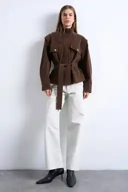 Wehkamp TOPSHOP suede jack donkerbruin aanbieding