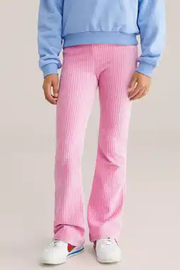 Wehkamp WE Fashion fluwelen flared broek roze aanbieding