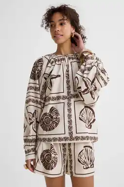 Wehkamp Ruby blouse met linnen en schelpenprint aanbieding