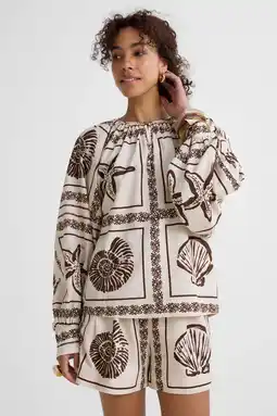 Wehkamp Ruby blouse met linnen en schelpenprint aanbieding