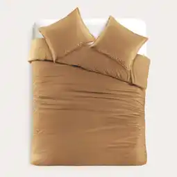 Wehkamp Studio LIVIT perkal katoenen dekbedovertrek 2 persoons goudbruin (200x220 cm) aanbieding