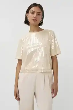 Wehkamp Studio AMAYA top beige met pailletten aanbieding