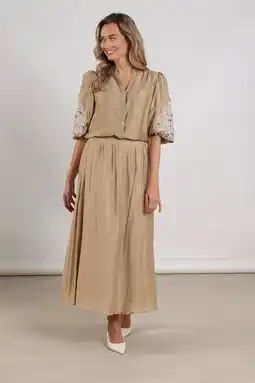 Wehkamp NUKUS blouse taupe broderie aanbieding