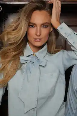 Wehkamp Fifth House blouse light blue denim aanbieding