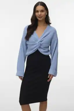 Wehkamp MAMALICIOUS zwangerschaps cropped trui grof gebreid blauw aanbieding