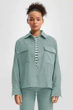 Wehkamp QS corduroy blouse grijsblauw aanbieding