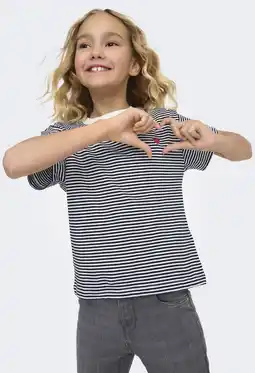 Wehkamp KIDS ONLY GIRL gestreepte T-shirt donkerblauw aanbieding